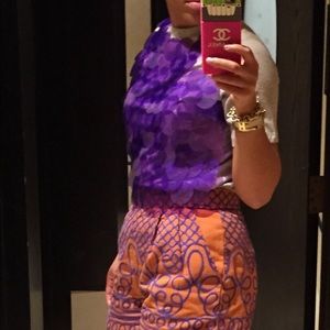 Gray T-Shirt with Large plastic purple sequins